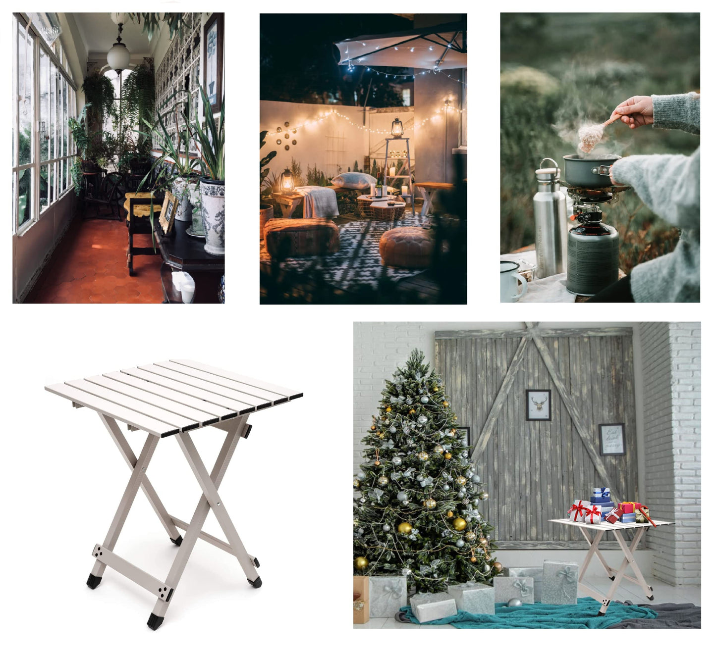 SUNNYFEEL Folding Camping Table - Lightweight Aluminum Portable Picnic Table, 18.5x18.5x24.5 Inch for Cooking, Beach, Hiking, Travel, Fishing, BBQ, Indoor Outdoor Small Foldable Camp Tables