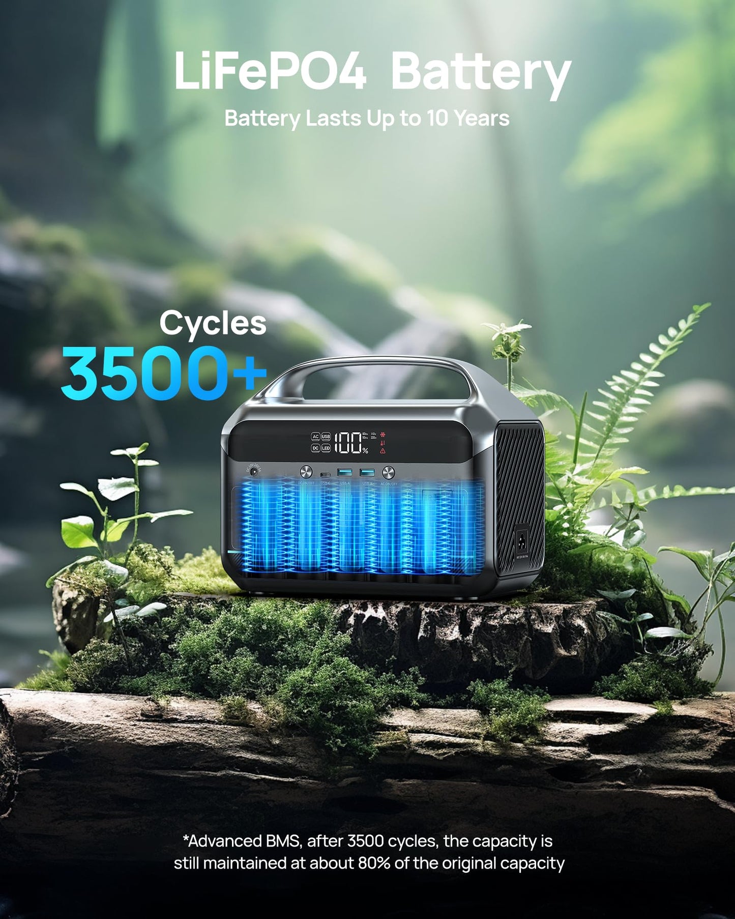 DARAN Portable Power Station 350W(600W Surge) with 40W Solar Panel, 288Wh (90,000mAh) LiFePO4 Battery Generator, 8.2LB Portable Charger with AC Outlets for Home, Camping, Emergency