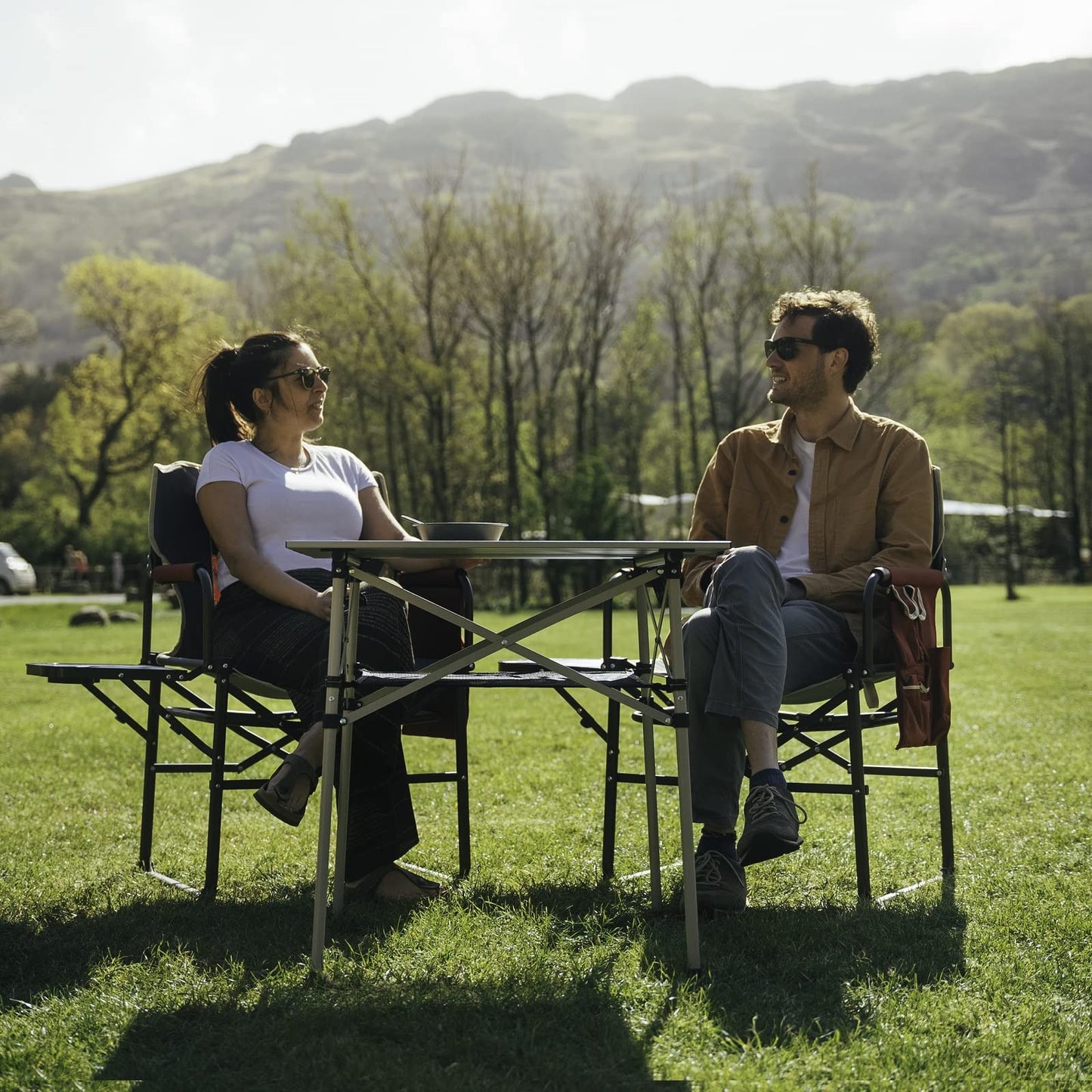 SUNNYFEEL Folding Camping Table - Lightweight Aluminum Portable Picnic Table, 18.5x18.5x24.5 Inch for Cooking, Beach, Hiking, Travel, Fishing, BBQ, Indoor Outdoor Small Foldable Camp Tables