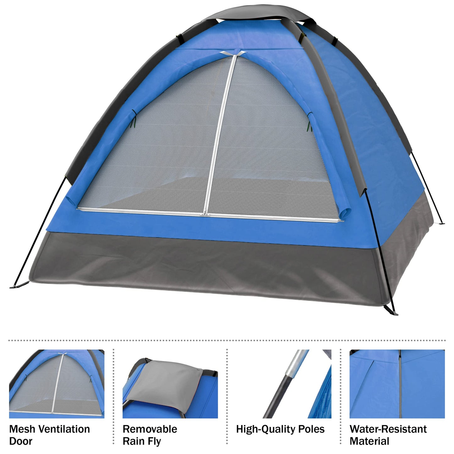 2-Person Dome Tent – Easy Set Up Shelter with Rain Fly and Carrying Bag for Camping