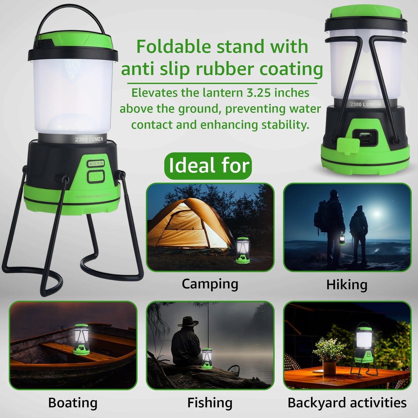 Rechargeable LED Camping Lantern - Power Outages, Hurricanes, Emergency, Hiking, Outdoor - Bright Battery Powered Electric Survival Light with Built-in Power Bank- Portable and Waterproof Camp Lantern