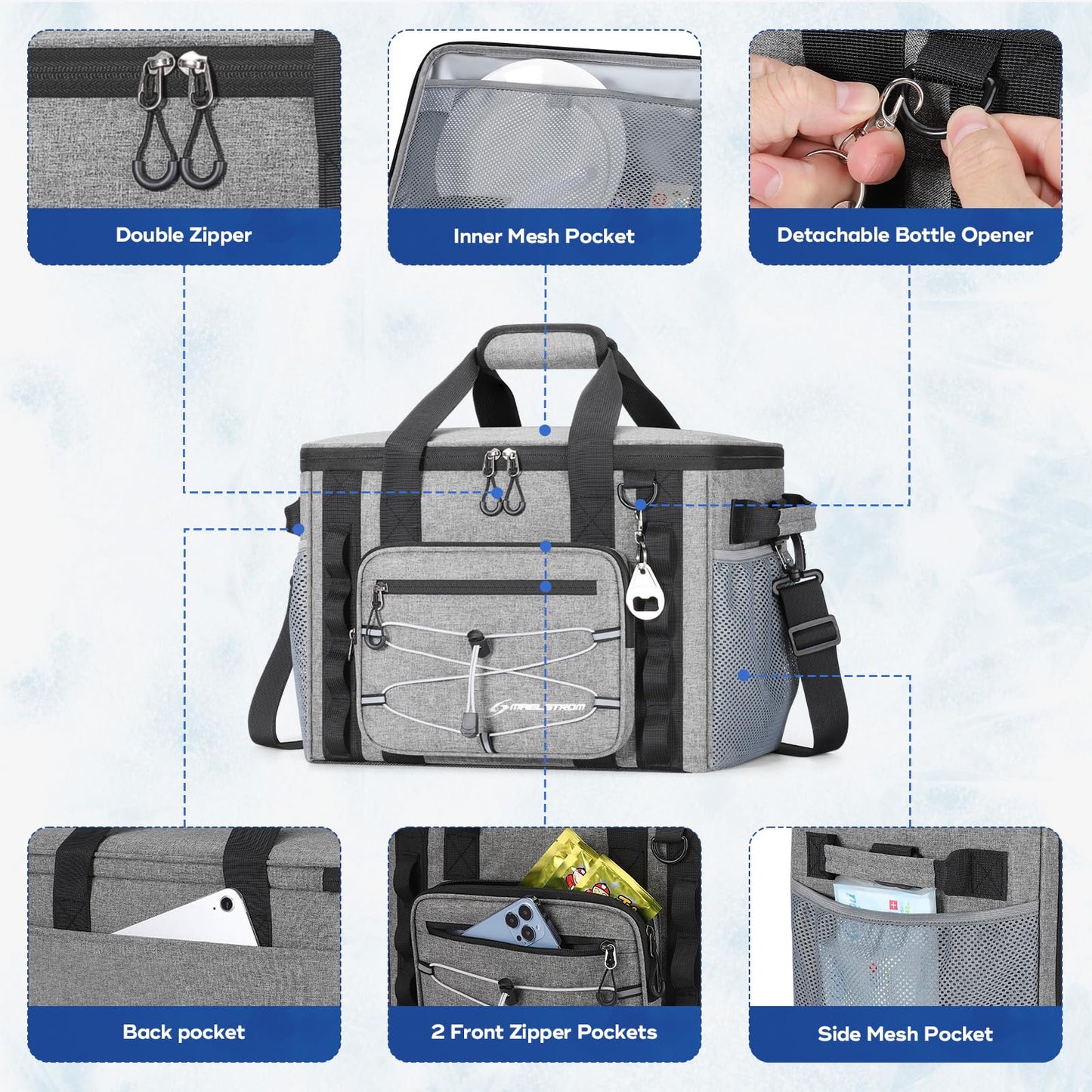 Maelstrom Soft Sided Cooler Bag, 30/40 Can Collapsible Insulated Ice Chest, Large Leakproof Camping & Travel Cooler for Kayaking & Beach