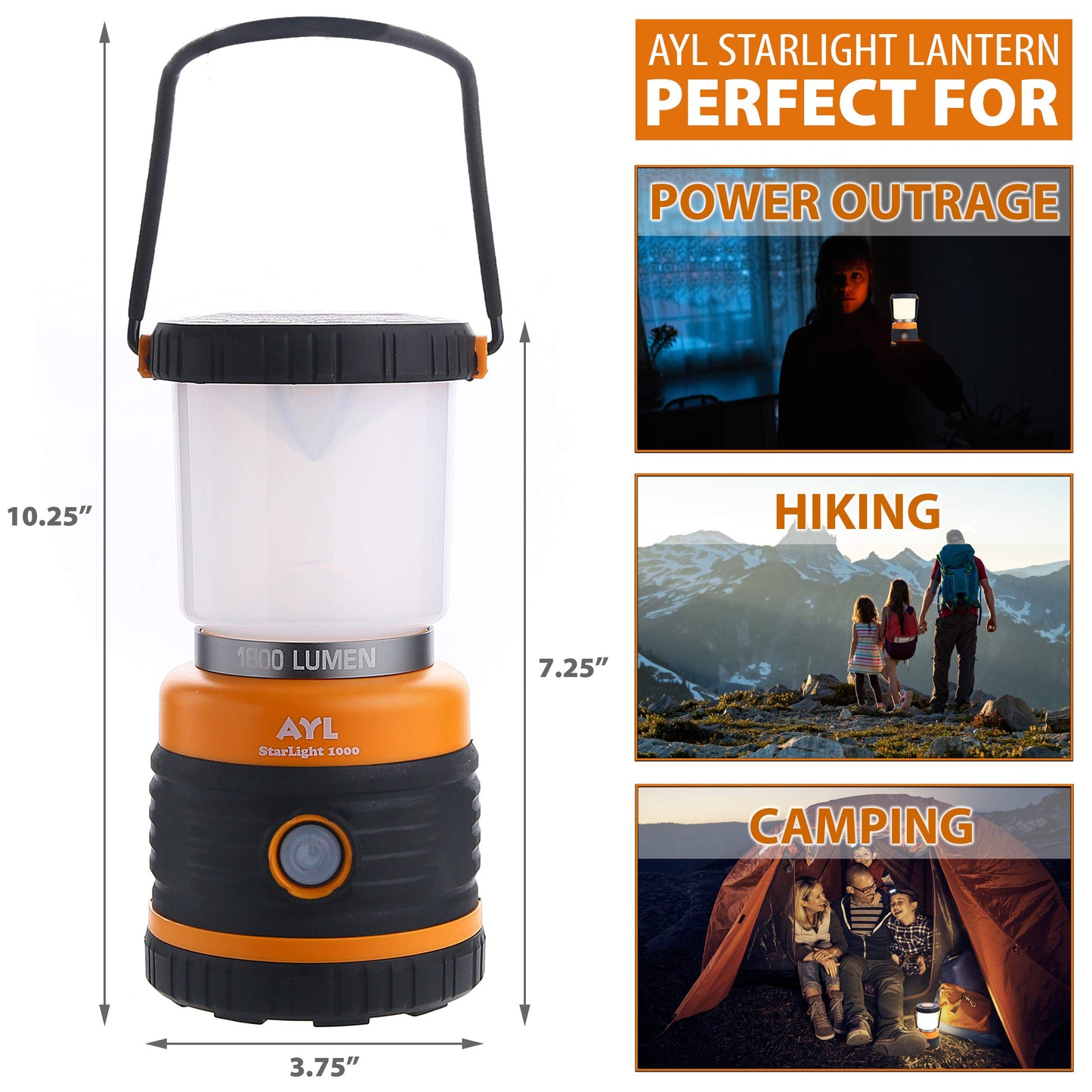 Rechargeable LED Camping Lantern - Power Outages, Hurricanes, Emergency, Hiking, Outdoor - Bright Battery Powered Electric Survival Light with Built-in Power Bank- Portable and Waterproof Camp Lantern