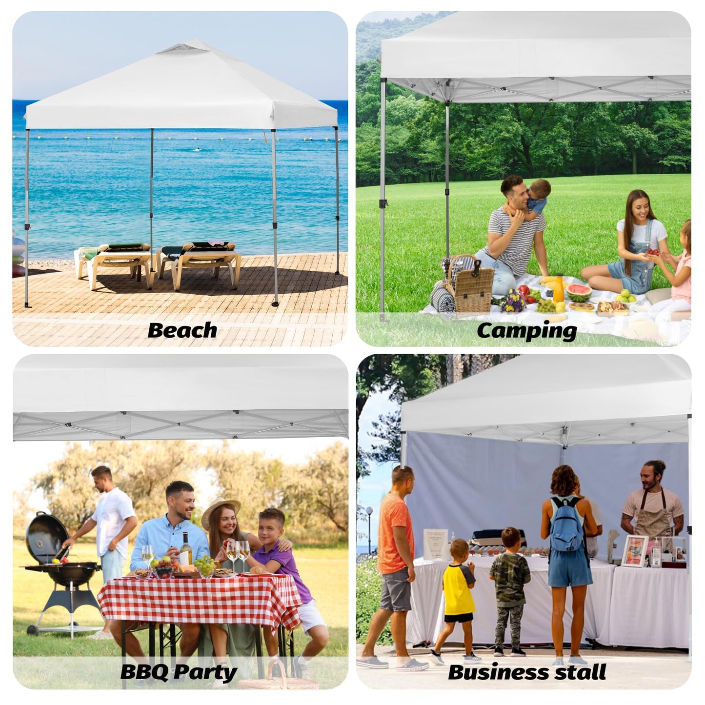 10x10 Canopy Replacement Top, Pop Up Tent with Air Vent for Straight Leg Frame, Waterproof with Windproof Ropes for Garden Patio Camping (Top Only) (White)