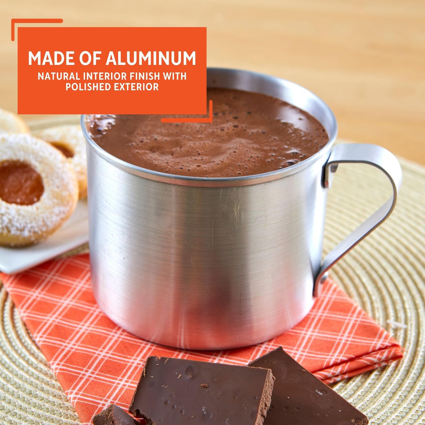 IMUSA USA Aluminum Mug for Stovetop Use or Camping 1.25-Quart, Silver