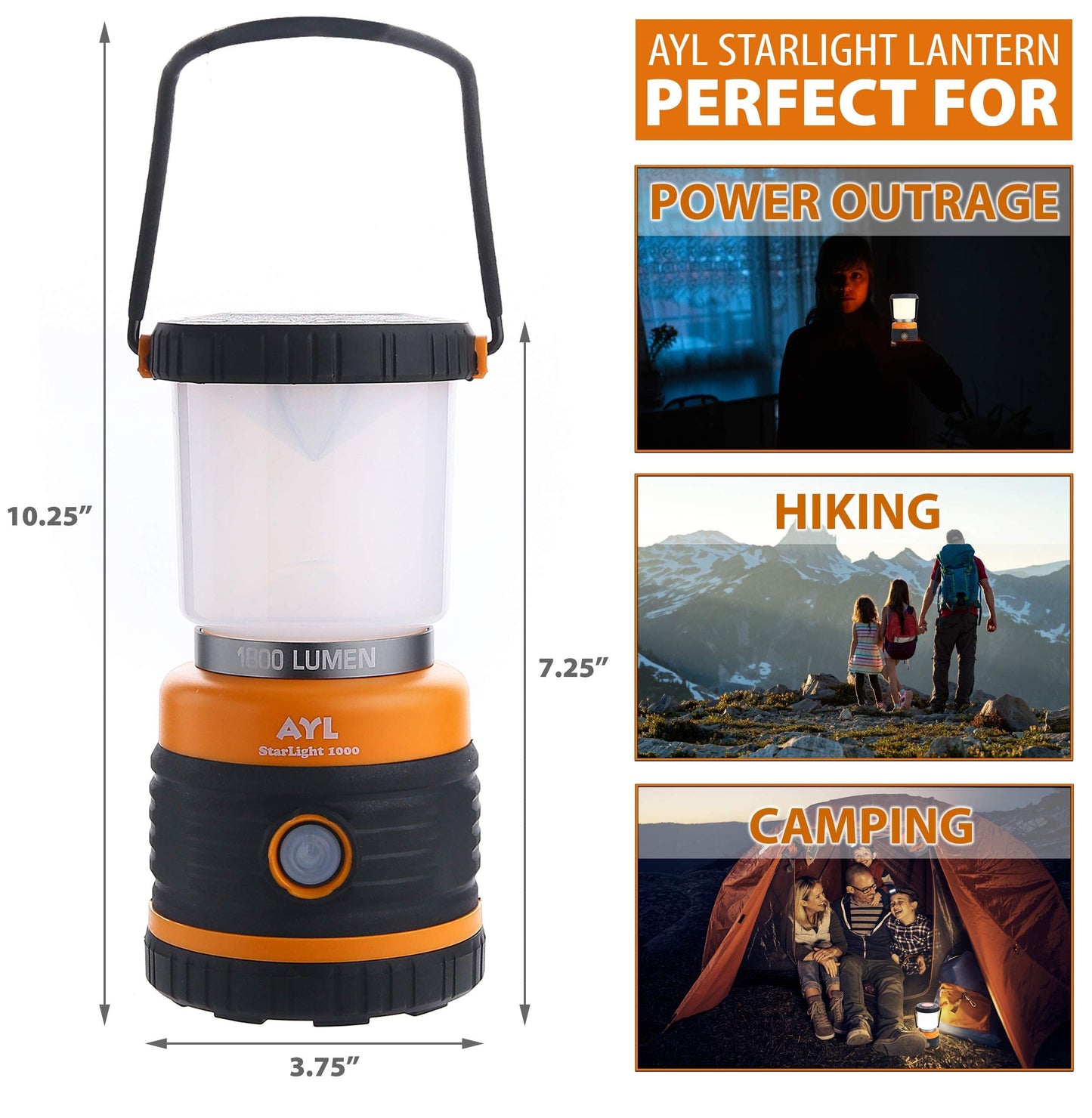 Rechargeable LED Camping Lantern - Power Outages, Hurricanes, Emergency, Hiking, Outdoor - Bright Battery Powered Electric Survival Light with Built-in Power Bank- Portable and Waterproof Camp Lantern