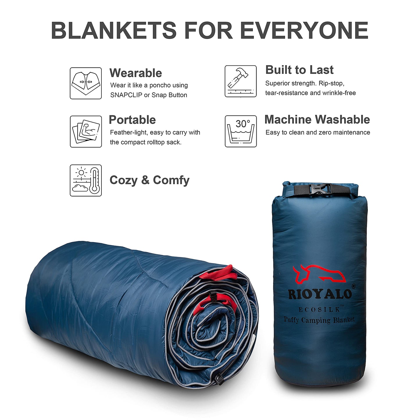 ECOSILK Outdoor Blanket Waterproof | XL Puffy Camping Blanket for Hiking Backpacking | Lightweight Packable Travel Cars Blanket w. Stuff Sack for Picnic Festival |55 X 79 in| Forest Camo…