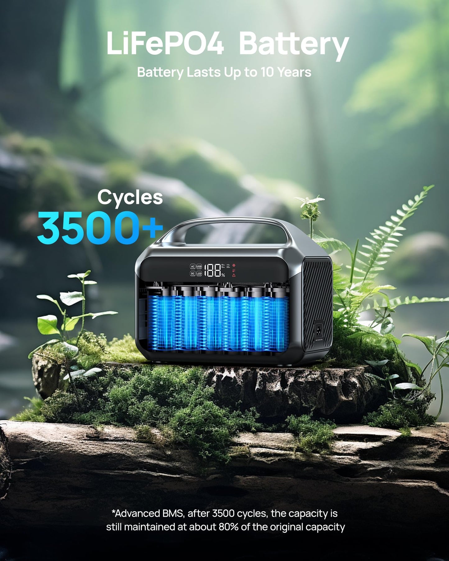 DARAN Portable Power Station 350W(600W Surge) with 40W Solar Panel, 288Wh (90,000mAh) LiFePO4 Battery Generator, 8.2LB Portable Charger with AC Outlets for Home, Camping, Emergency