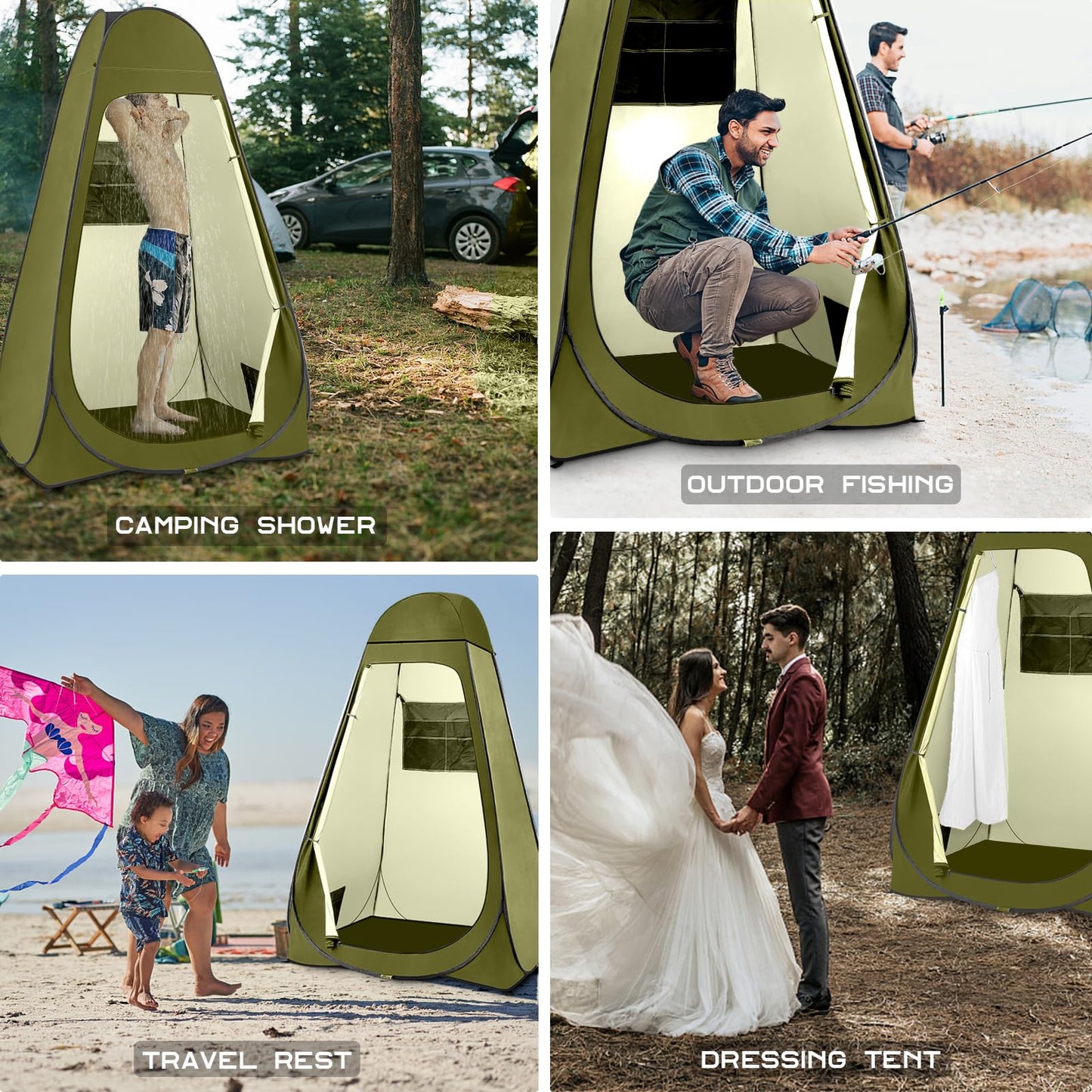 BRIAN & DANY Pop Up Shower Tent, Portable Privacy Camping Changing Tent, Camp Toilet Bathroom Pod with Rain Shelter & Windows, UPF 50+ & Waterproof, 47.2" x 47.2" x 74.8"