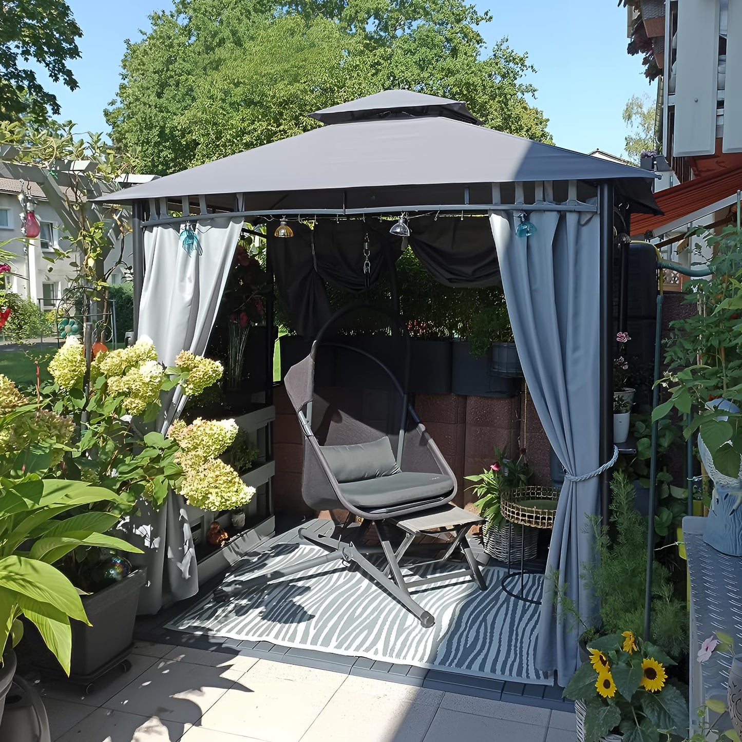 Sekey 10x10 Pop Up Canopy with 4 Sidewalls, One Push Setup Instant Outdoor Gazebo, Instant Easy Up Canopy with UPF50+ Top, 4 Weight Bags for Events, Beach, Patio, Camping