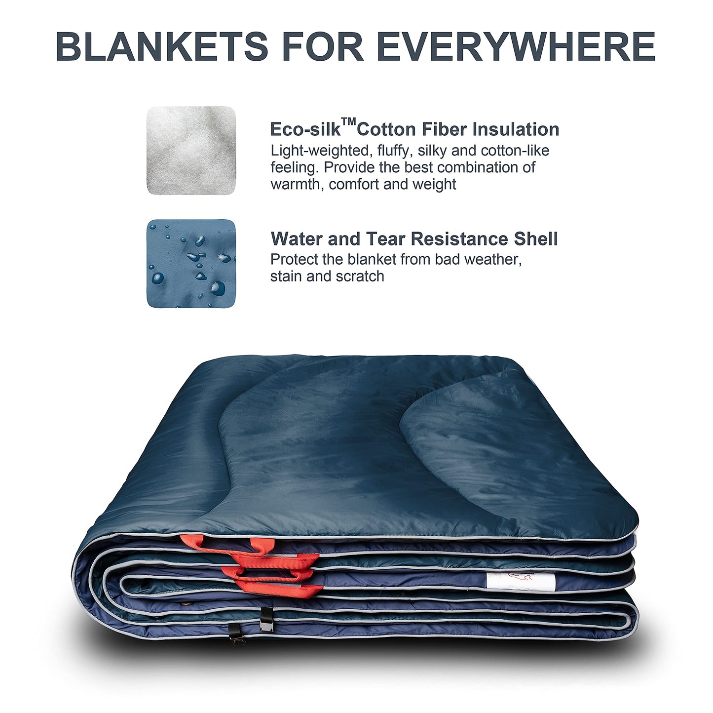 ECOSILK Outdoor Blanket Waterproof | XL Puffy Camping Blanket for Hiking Backpacking | Lightweight Packable Travel Cars Blanket w. Stuff Sack for Picnic Festival |55 X 79 in| Forest Camo…