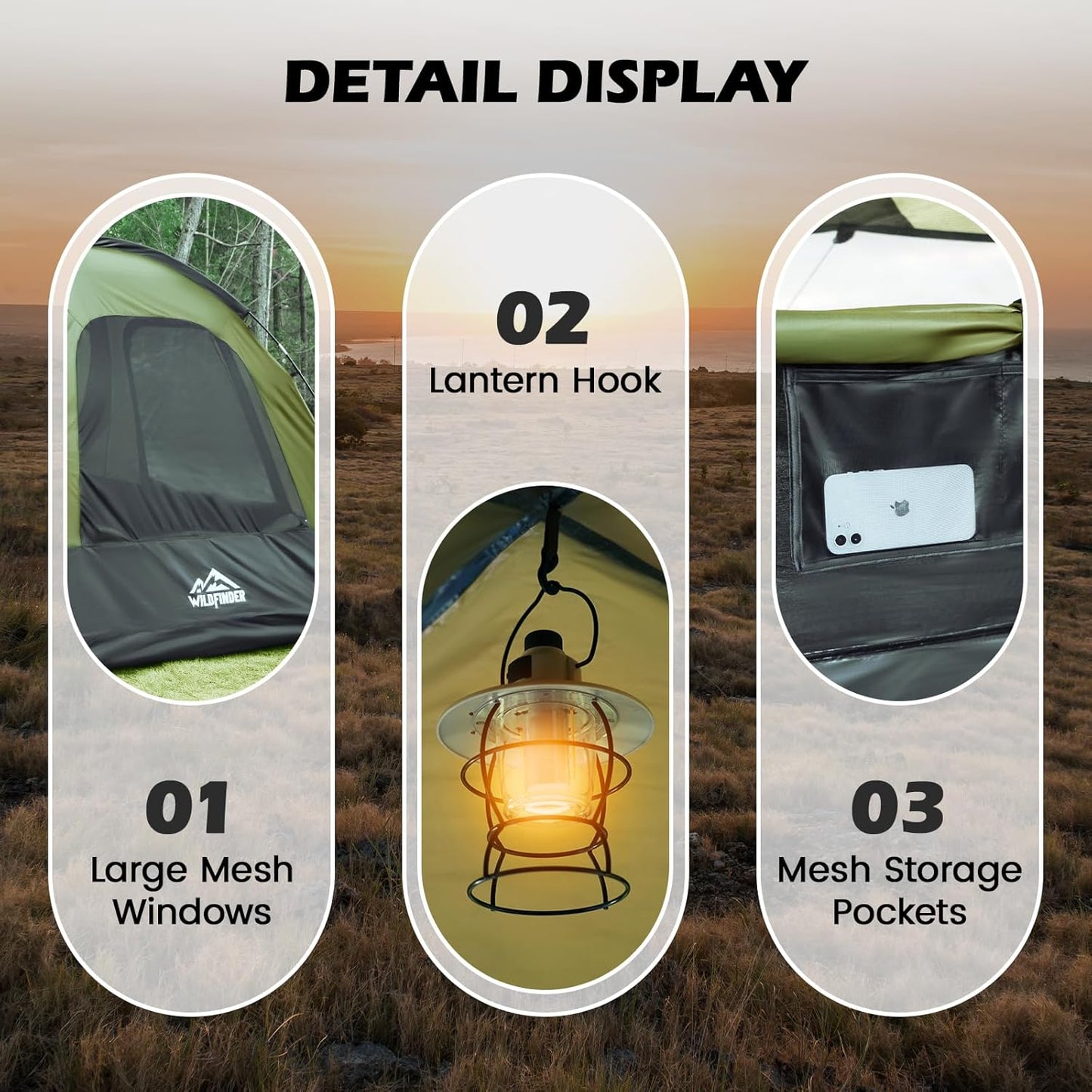 SUV Tent for Camping with Rainfly, Waterproof PU3000mm Double Layer Design, Car Tents for Camping SUV, SUV Tailgate Tent for Outdoor with Storage Bag, for SUV Van, Jeep, Pickup 8'W x 8'L x 7.2'H
