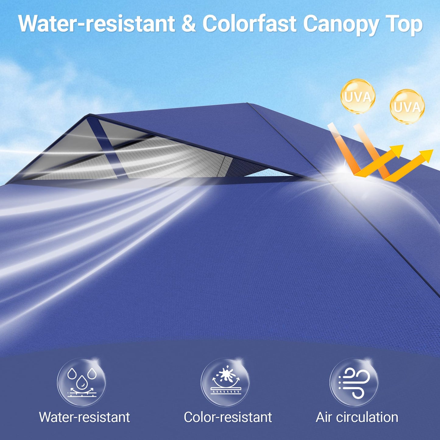 10x10 Pop Up Canopy - Instant Setup Beach Tent with Wheeled Carry Bag, 8 Sandbags & 4 Guy Lines - Portable Sun Shade for Camping, Events, Silver Coated Top, White