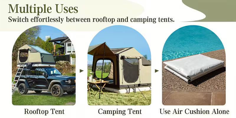 2-Person All-Weather Inflatable Rooftop Tent with Air Mattress