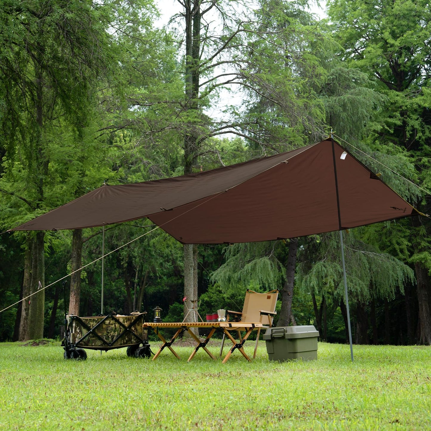 FREE SOLDIER Waterproof Portable Tarp Multifunctional Outdoor Camping Traveling Awning Backpacking Tarp Shelter Rain (Brown 10×10.5ft)