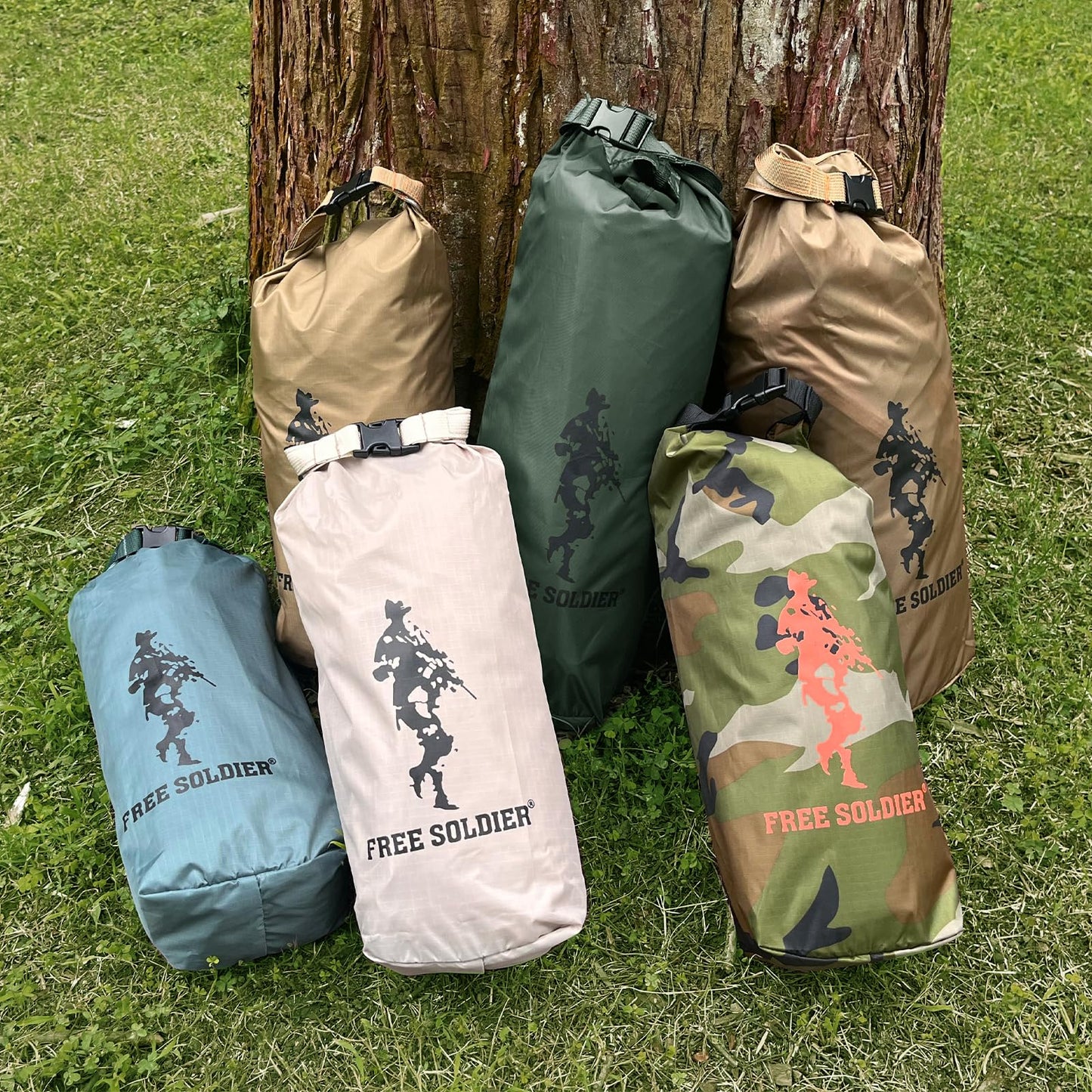 FREE SOLDIER Waterproof Portable Tarp Multifunctional Outdoor Camping Traveling Awning Backpacking Tarp Shelter Rain (Brown 10×10.5ft)