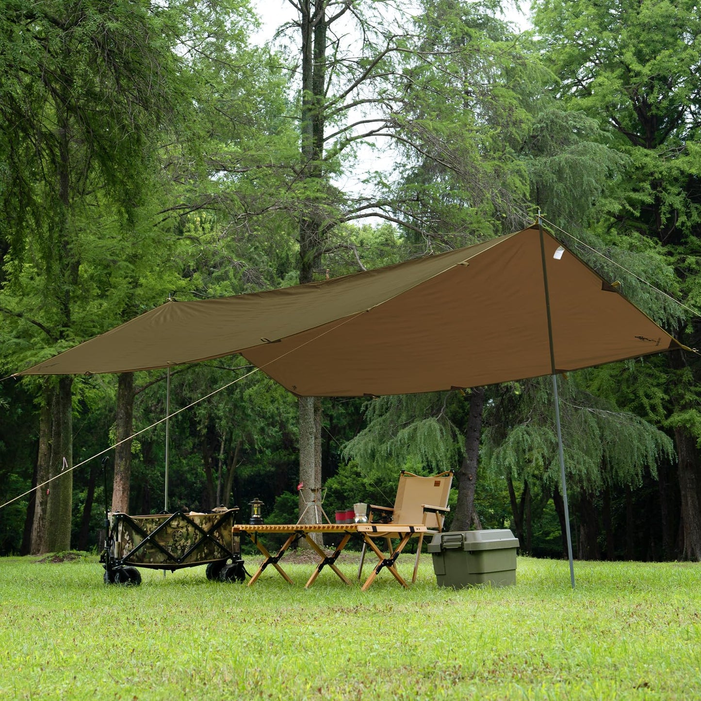 FREE SOLDIER Waterproof Portable Tarp Multifunctional Outdoor Camping Traveling Awning Backpacking Tarp Shelter Rain (Brown 10×10.5ft)