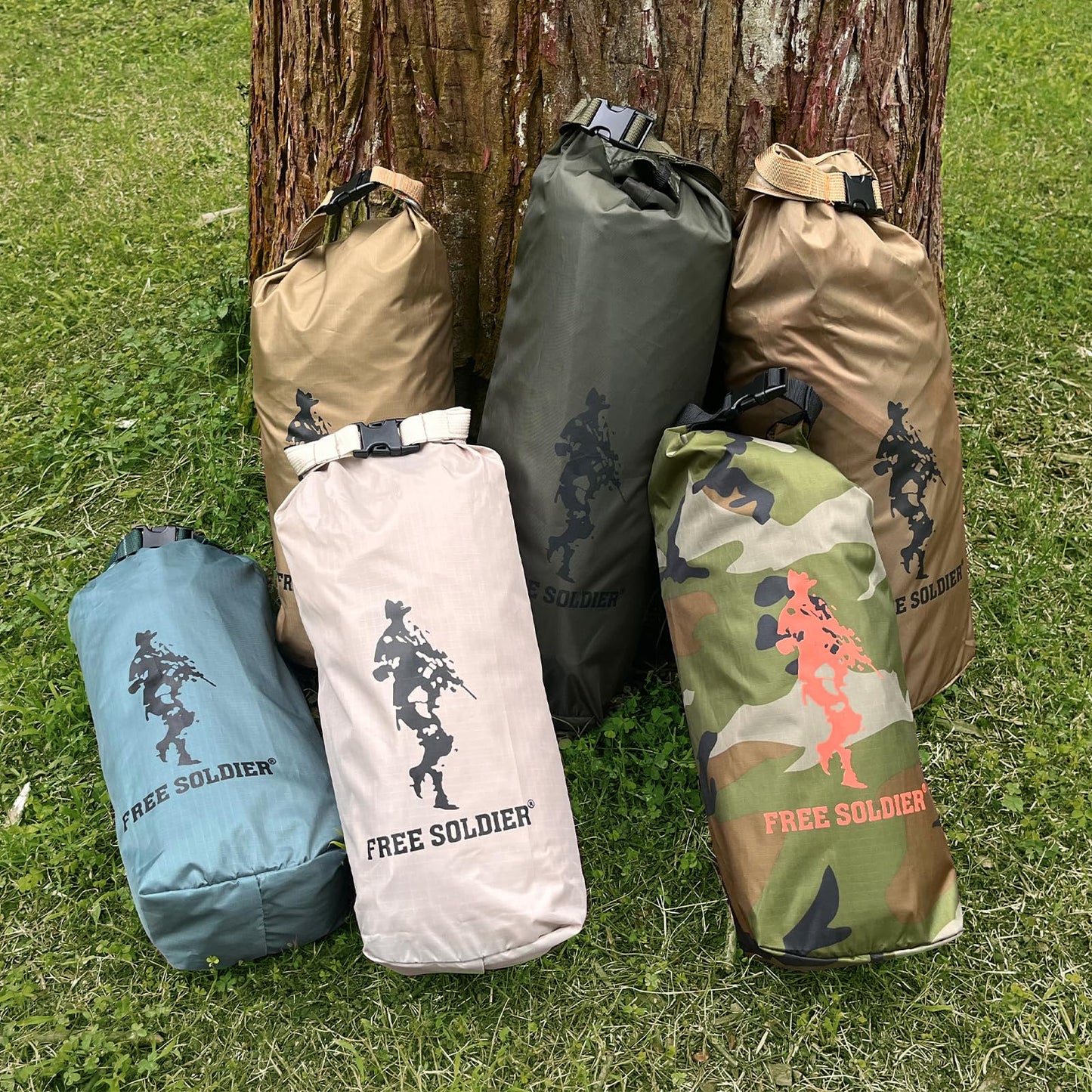 FREE SOLDIER Waterproof Portable Tarp Multifunctional Outdoor Camping Traveling Awning Backpacking Tarp Shelter Rain (Brown 10×10.5ft)