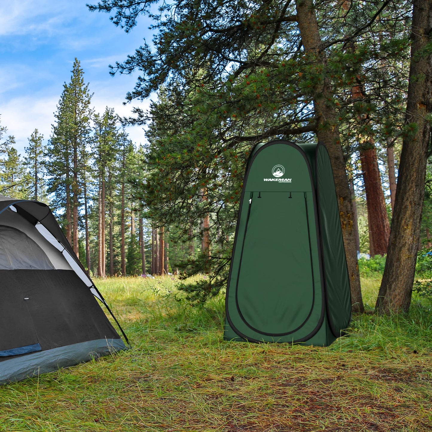 Pop Up Pod - Privacy Shower Tent, Dressing Room, or Portable Toilet Stall with Carry Bag for Camping, Beach, or Tailgate by Wakeman Outdoors (Black)